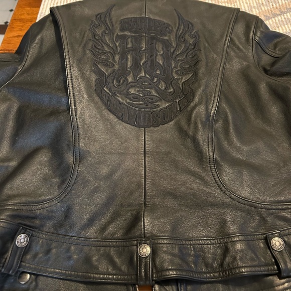 Harley-Davidson Black Leather Biker Jacket - Picture 3 of 8